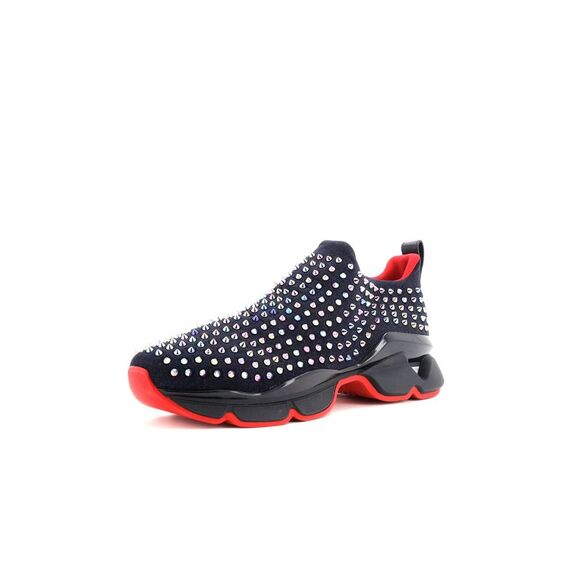 Christian Louboutin Men's Spike Sock Sneakers Spiked Neoprene Blue, Red